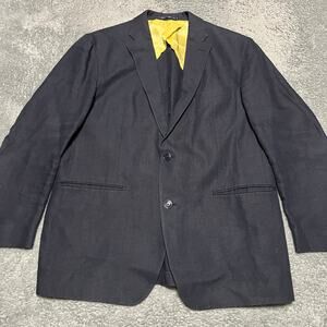 Atelier Munro Linen Blazer Mens 44 Sport Coat Navy Blue Unstructured Jacket